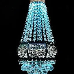 Multi-Colour Glass Crystal Hanging LED Chandelier Pendant Light Jhoomar Ceiling Lamp (Black & Gold, 12-Watts, Metal)-image-25