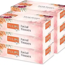 Tulips Premium Facial Tissue Paper Box, 3 ply x 80 Pulls (Pack of 6) made with 100% Virgin Pulp, Super Soft, Super Absorbent & 100% Pure,-image-8