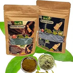 Dr. Kure Handmade Black & Light Brown Henna | 100% Natural Hair Color | For Soft, Shiny & Nourished Hair | 50g + 50g (Pack of 2)-picture-47