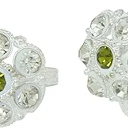 CZ Silver Plated flower shape Green stone Toe ring Jewellery for Women-image-81