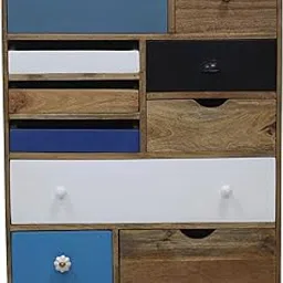 MANGO TRUNK Mango Wooden 10 Drawer Cabinet | 10 Multi-Colour Chest of Drawer | Solid Mango Wood | Natural Finish | Living-Room Furniture | Best Furniture for Home | 80X40X110 cms-picture-18
