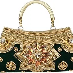 a & n Vanya Handicraft Collection Women's Clutch- Green-picture-11