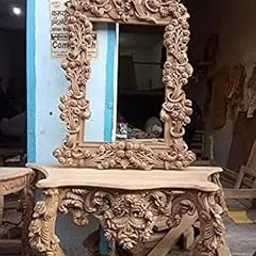 Classic Wood and Craft Wooden Dresser in Teak Wood, Golden Polish, Saharanpur (Without Mirror)-picture-24