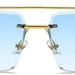 mashamart Luxury Rimless Sunglasses,Honey Singh Inspired Gold Metal Frame, Tinted Lenses, Decorative Side Accents (Pack of 1)-picture-27