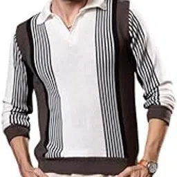 axorra - let's flex Men’s Woolen Winter Sweater | Full Sleeve Warm Pullover with Collar | Multicolor Vertical Striped Knit Sweater for Casual & Office Wear (IN, Alpha, M, White)-picture-10