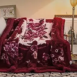 Bezzilish Home Cloudy Super Soft Fabric Floral Printed Mink Heavy Duty Luxury Ultra 2 Ply Double Bed Blanket 5 kg for Heavy Winters with English Colors & Stylish Bag Packing-picture-21