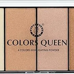 Colors Queen 4 Colors Highlighting Powder with Highlighter, Blush, Blush Topper & Eyeshadow | Easily Blendable | Highly Pigmented Highlighter Palette for Face Makeup (Shade - 02, 32g)-image-69