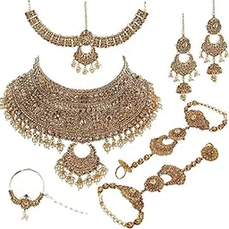 lucky jewellery Bridal Dulhan Alloy Gold Plated Jewellery Set for Girls & Women-picture-21