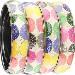Trendy Glass Kada Set with Multicolour Printed for Women & Girls | Girl's Glass Chudi Bracelet | Fancy Kada Set | Fashion Jewellery - Pack Of 4 Kada-image-16