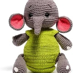 Wooliewinks Handmade Crochet Elephant – Grey Amigurumi Plush Doll – Soft Cotton Yarn Doll | Baby Shower Gift, 1st Birthday Keepsake, Nursery Décor, Newborn Gift-image-3