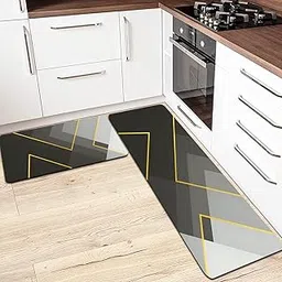 TAGPR 2pcs Kitchen mat Combo Water Absorbent Drying Microfiber Kitchen Bathroom Mat Quick Dry High Absorbency Bath Rug Moisture Wicking Fast Drying Washable Bathroom Door Kitchen mat Combo (Design 1)-image-16