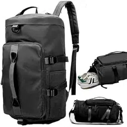 Shree Polyester Gym Duffel Shoulder Bag for Women Men for Sports, Waterproof Dufflebag with Shoe and Wet Clothes Compartments Travel Backpack Workout Carry On Weekender (Black)-image-45