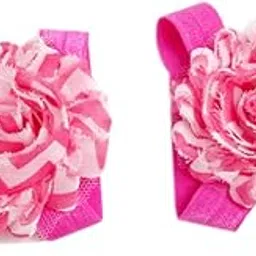 Cute Baby Infant Barefoot Toddler Foot Flower Band Newborn Girl Rose Red-image-42
