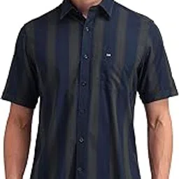 arrow sports Men Blue Striped Spread Collar Half Sleeve Casual Cotton Regular Fit Shirt-picture-12