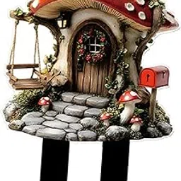 ATORSE Yard Garden Stake Acrylic Mushroom House Yard Sign for Flower Bed Lawn Patio-picture-32