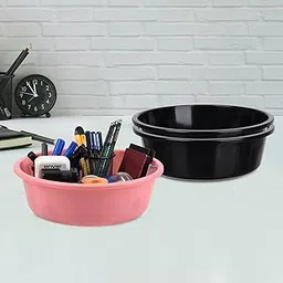 Homestic Pack of 3 Desk Organizer | Stationery Organizer | Multipurpose Storage Organizer | Office Supplies for Pen-Pencil-Staplers | Desktop Organizer | 6 LTR | Black & Light Pink-picture-26