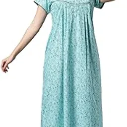quira Comfortable Women's Full Length Cotton Blend Half Sleeves Nighty, Soft and Elegant Print Sleepwear - 100958-picture-17