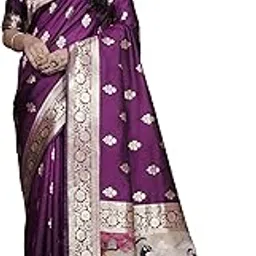 Women's Banarasi Silk with Zari Motifs, Traditional Border & Majestic Peacock Pallu Saree Unstitched Blouse Piece-picture-27