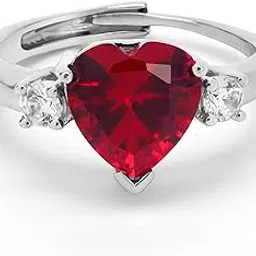 zisthi 925 Sterling Silver Love Heart Stone Ring with Adjustable Fit for Women | Gift for Women & Girls-picture-20