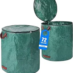Pilntons 72 Gallons Reusable Garden Waste Bag with Lid Lawn and Leaf Bag Reinforced 4 Handles (2 Pack 72 Gallons)-picture-29