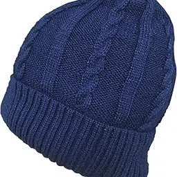 gajraj Unisex Cable Weave Knit Warm Winter Woolen Skull Cap with Fur Lining-picture-19