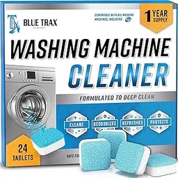 BLUETRAX Washing Machine Cleaner Descaler 24 Pack - Deep Cleaning Tablets For HE Front Loader & Top Load Washer, Clean Inside Drum And Laundry Tub Seal (Washing Machine Cleaner Tablets - 24 Pack)-picture-65