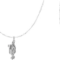 akshat sapphire Sterling Silver (92.5% purity) God Krishna Chain Pendant (Pendant with Figaro Chain) for Men & Women Pure Silver Lord Krishna Chain Locket for Good Health & Wealth - PSF7133-picture-31