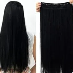 Esnapy 5 Clip 23Inch Natural Black Straight Hair Extension Pack of 1-picture-32