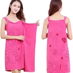 HSR Collection Wearable Bathrobe for Girls & Women, Bath Robe Towel for Women, Quick Dry Dress Towel for Ladies - (80 x 130 cm, 1 Piece) (Pink)-image-10