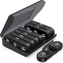 7-Day Weekly Pill Organizer 3 Times Daily | Large Travel Pill Box with Moisture-Proof Lids | Medicine Case for Vitamins, Supplements & Daily Dosing-picture-21