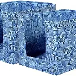 Heart Home Lehariya Printed Multiuses Non-Woven Closet Organizer With Handles- Pack of 2 (Blue) -HS43HEARTH26489-image-3