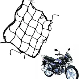 Dhe Best Bike Universal Strong Bungee Net/Seat Jali Motorcycle Bike Helmet Holder 6 Hooks Cargo0 Net Black Compatible with Hero Splendor-picture-37