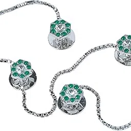 Epraiser Silver Plated Hexagon Designer Green Emerald Gemstone Diamond Fancy Traditional Ethnic Kurta Buttons for Men-picture-49