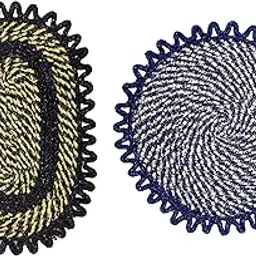 MUKHLIS ™ Glory Premium Anti-Slip Doormat Set | 1 Pc Oval & 1 Pc Round Doormats for Home Entrance, Bedroom & Bathroom – Soft, Durable & Easy to Clean Floor Mat (Cofi-Blue)-image-3