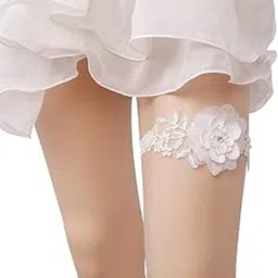 Wedding Garter Flower Pearl Beads Decor Lace Bridal Garter Wedding Garter Belt Bridal Accessories-image-7