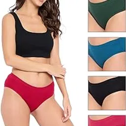 clovia Women's Cotton Pack of 5 Spandex Medium Waist Inner Elastic Hipster Panty - Multicolor-picture-12