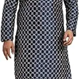 sojanya Plus (Since1958) Men's Silk Blend Kurta with Multi Color embroidery & White Pyjama-picture-34