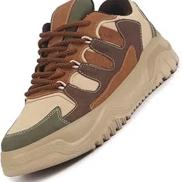 fausto Colorblocked Casual Lace-Up Stylish Chunky Sneaker|Modern Design Sneakers with Comfort Street Style Shoes|Anti Skid Sole-picture-28