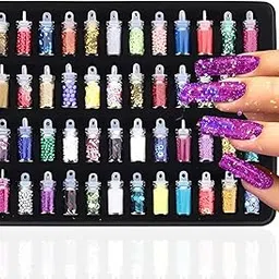 MF 48 Bottles DIY Nail Resin Glitter Kit | Jewelry Making 3D Nail Art Set | Nail Glitter and Crystal UV Epoxy Kit | MULTICOLOR-image-43