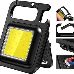 WOPPCART Keychain LED Light 4 Hours Battery Life with Bottle Opener, Magnetic Base and Folding Bracket Mini COB 800 Lumens Rechargeable Emergency Light (Square with 4 Modes)-picture-24