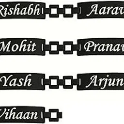 pijera Personalized Black Metal Name Bracelet, Customized Rakhi Band for Raksha Bandhan-picture-11