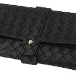 heavenglow 2xWoven PU Leather Glasses Case on Closed Soft Glasses Pouch Bag for Women Black-picture-26