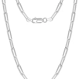Amazon Brand - Nora Nico 925 Sterling Silver Italian 3.5MM Paperclip Chain Necklace for Men Women | BIS Hallmarked Diamond-Cut PaperClip Link Chain Necklace | Trendy Jewelry Gift (16,18,20,24 Inches)-image-28