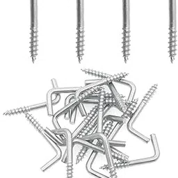 Mecion Square Bend M5-40x18mm Right-Angle L Shaped Hooks - 20pcs Zinc Plated 7 Shape Self-Tapping Screw for Hanging-image-17