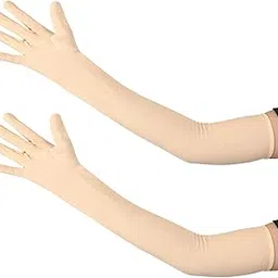 A P Creation Gloves for Women and Men, Cotton Hosiery Full Hand Suitable For All Weather, Protection From Pollution Sun Burn Dust, Gloves For Girls and Women Color Available Navy Blue Skin White-image-50