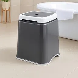 Kuber Industries 18 Inch Heavy Duty Plastic Stool for Sitting & Bathing | Strong and Durable Anti-Slip Stool Senior Citizen Support Indoor & Outdoor | Multiple Space Use Home, Garden | Grey & White-picture-28