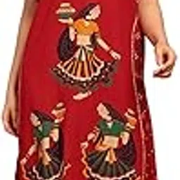 Women's Ethnic Maxi Dress – Tribal Print with Multicolor Motifs (RED) 01-picture-54