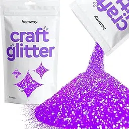 Hemway Craft Glitter - Chunky 1/40" 0.025" (0.6mm) - Glitter for Arts Crafts Tumblers Schools Paper Glass Decorations DIY Projects - 100g - Fluorescent Purple-picture-60