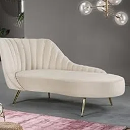 SHINE WOOD ART | Chesterfield Lounger Sofa Chaise Lounge with Stainless Steel Leg for Your Loving Space Living Room, Office, Bedroom (Beige)-picture-21