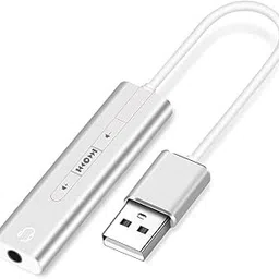 LipiWorld® 2in1 USB Aluminum Alloy Cable Single Hole Sound Card 7.1 CH Microphone Headphone Adapter 2 in 1 USB External Sound Card for PC Laptop (Adjustable Volume Sound Card)-image-1